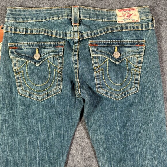 True Religion Womens Bootcut Flare Jeans Y2K Stone‎ Wash Sz 30 Made USA Y2K NWT - Picture 4 of 14